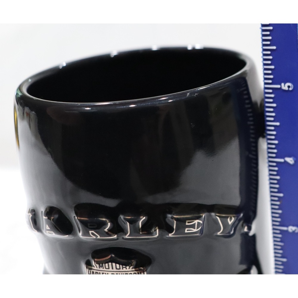 2002 Harley Davidson Black Tankard Chrome Trim Raised Lettering and Logo - Picture 10 of 10